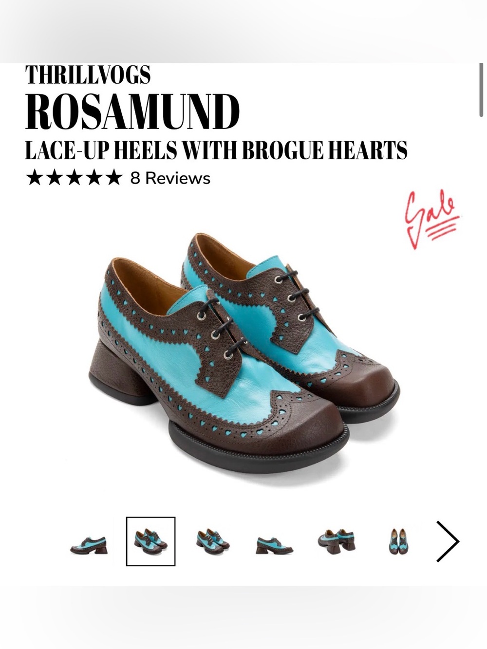 NIB Fluevog Thrillvogs Rosamund Size 10 Blue/Brown